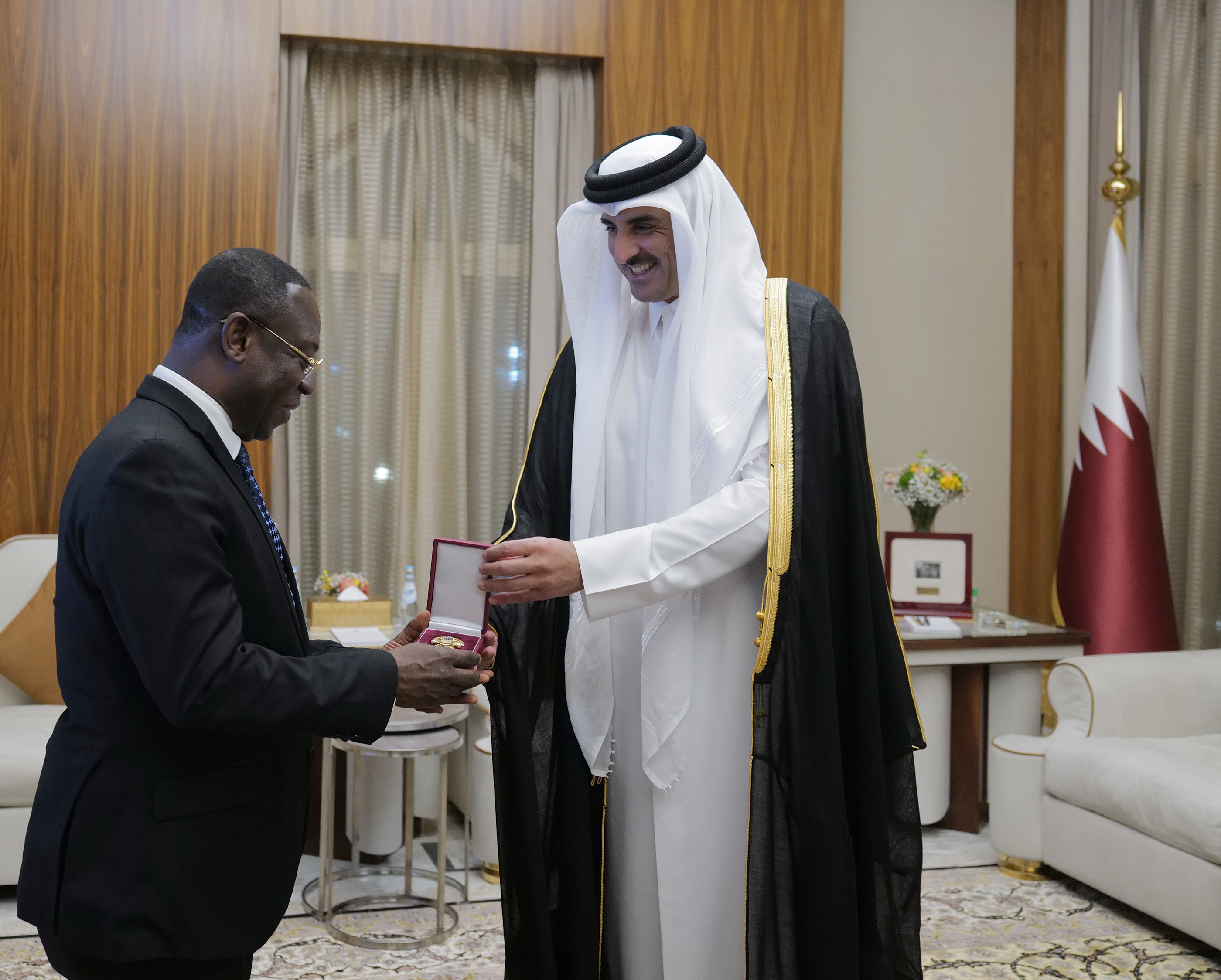 HH The Amir Grants Al Wajbah Decoration to Ambassadors of Rwanda and Ghana